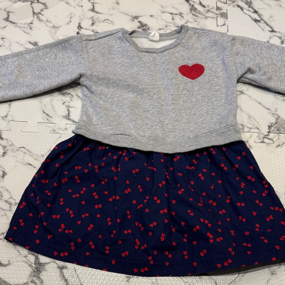 GAP Gray and Navy Dress with Red Heart